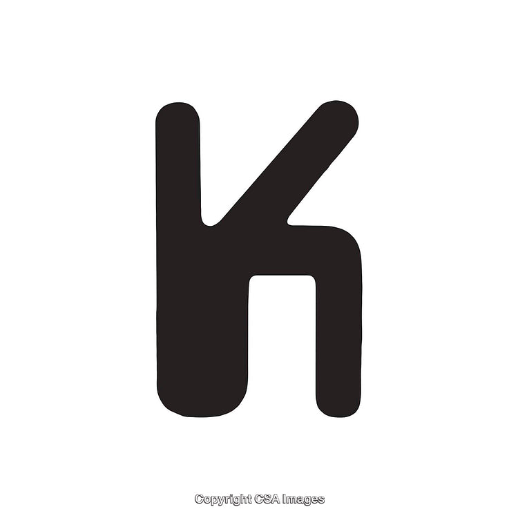 Bold Black Letter K on a White Background for Design