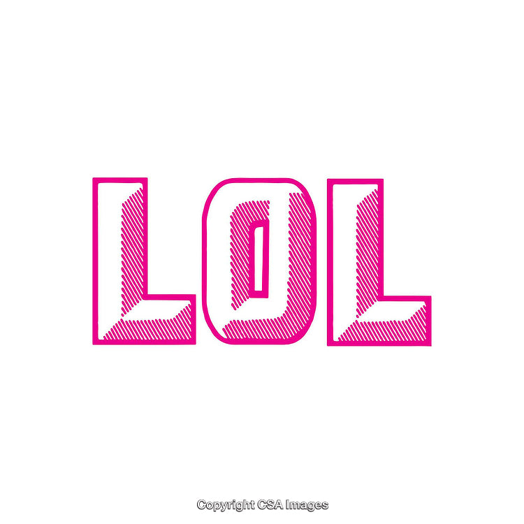 Bold Pink LOL Text Typography Art on Minimalist White Background