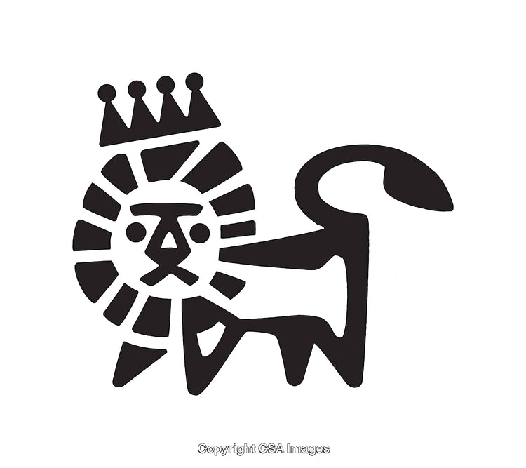 Minimalistic Lion Icon Wearing a Crown in Black and White
