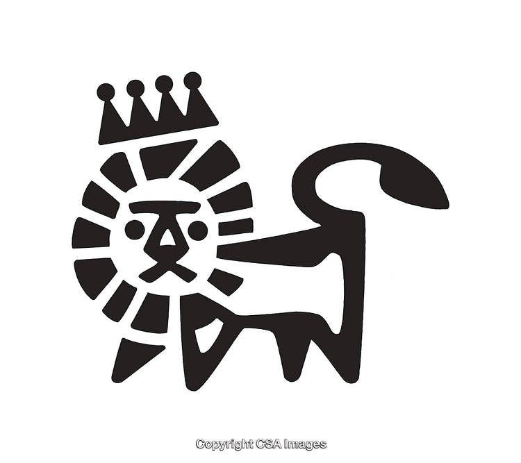 Minimalistic Lion Icon Wearing a Crown in Black and White