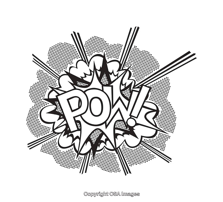 Black and White Comic Style Pow Explosion Vector Illustration