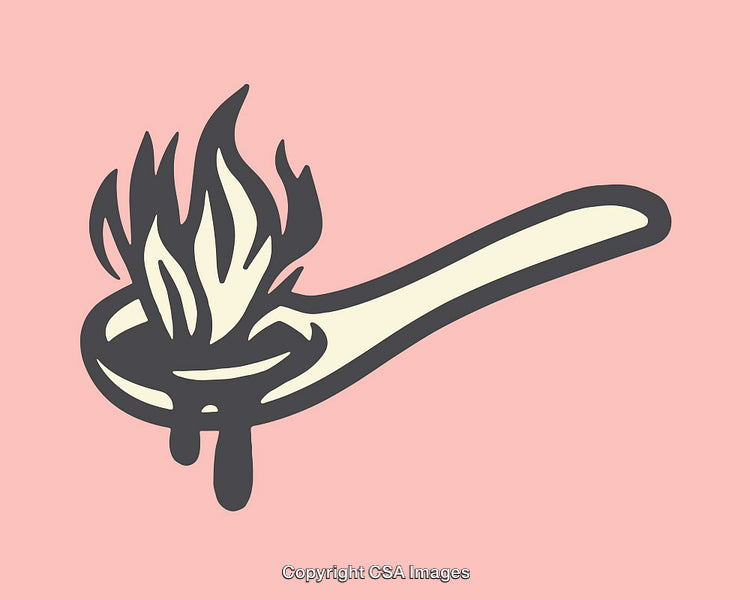 Minimalist Flaming Spoon Illustration in Pastel Background