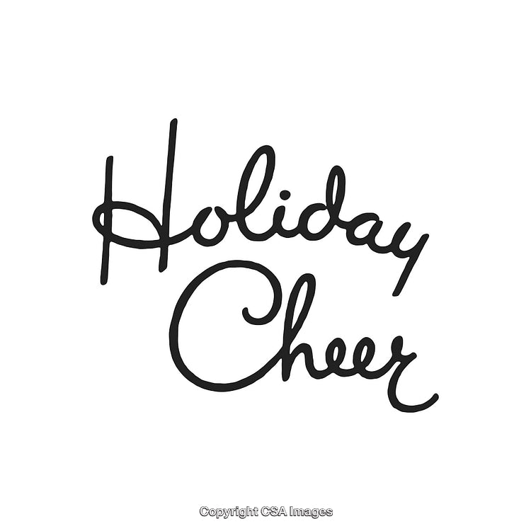 Holiday Cheer Handwritten Text in Elegant Script on White Background