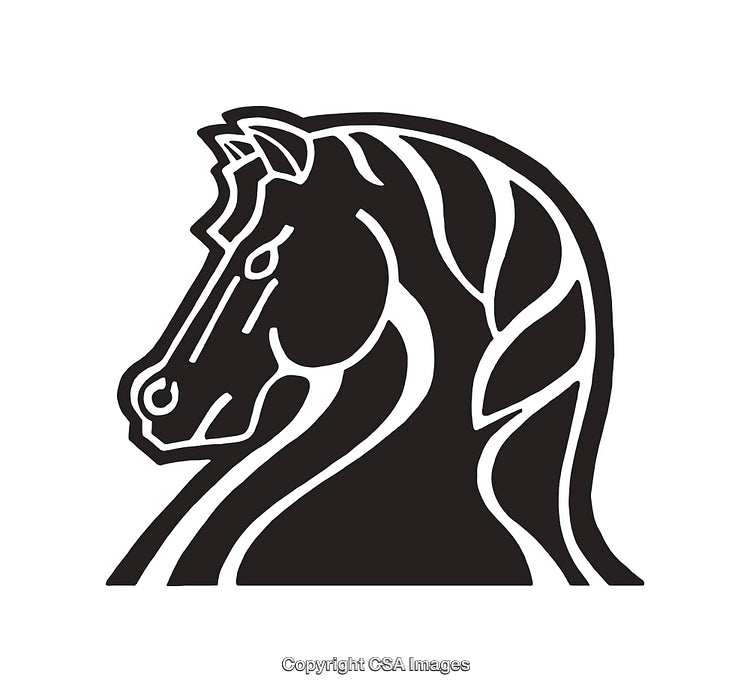 Elegant Black and White Illustration Featuring a Horse in Line Art Style