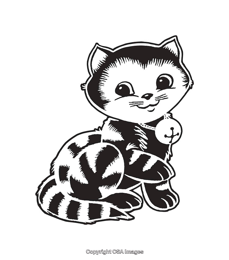Adorable Black And White Line Art Illustration of a Playful Kitten