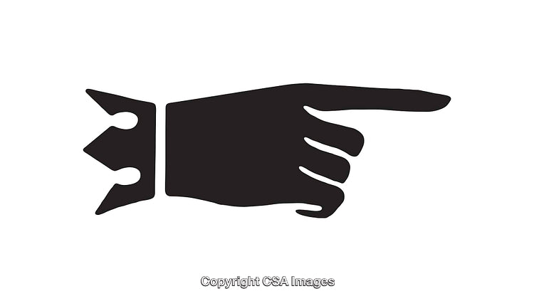 Black Silhouette of Pointing Hand with Finger Extended