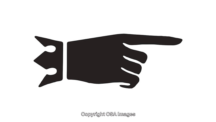 Black Silhouette of Pointing Hand with Finger Extended