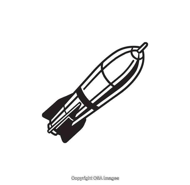 Simple Black and White Rocket Illustration for Design Projects