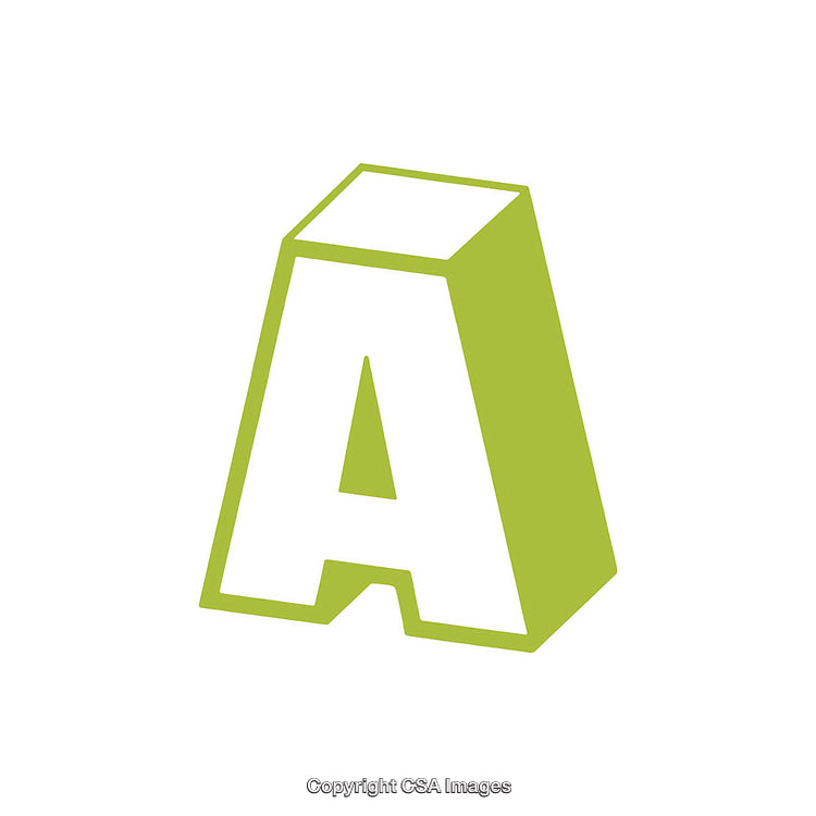 Green Three-Dimensional Letter A Design Isolated on White Background