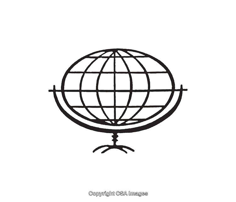 Black And White Globe Featuring A Minimalist Line Art Illustration