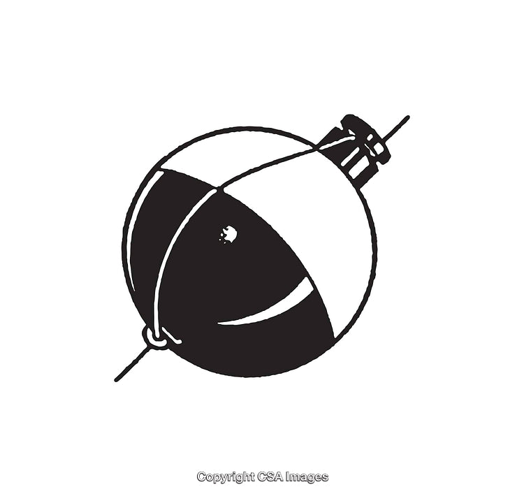 Black and White Line Art Illustration of a Fishing Bobber Design