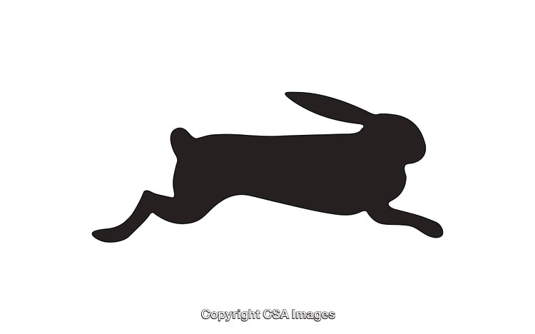 Silhouette of a Running Bunny Icon in Black and White