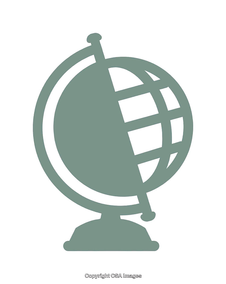 Simple Illustration of a Globe Icon in Green on White Background