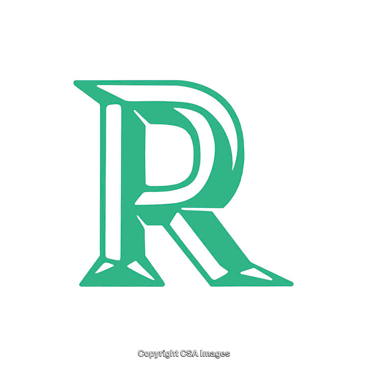 Stylized Green Letter R on a White Background with Modern Design