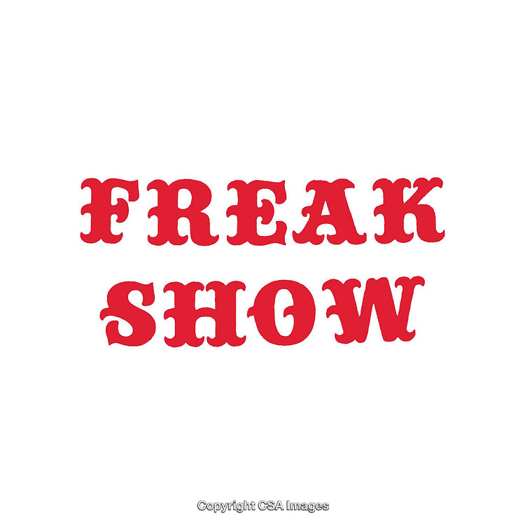 Red Freak Show Text on Plain White Background