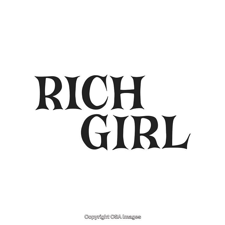 Stylish Bold Text Illustration Featuring 'Rich Girl' Message in Black Font
