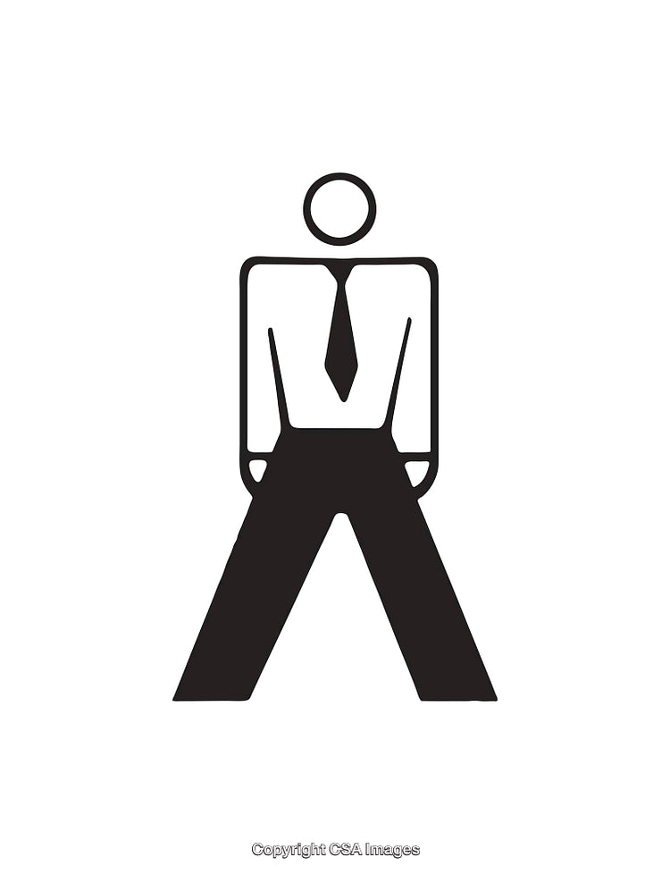 Minimalist Black and White Icon of a Businessperson Standing Confidently