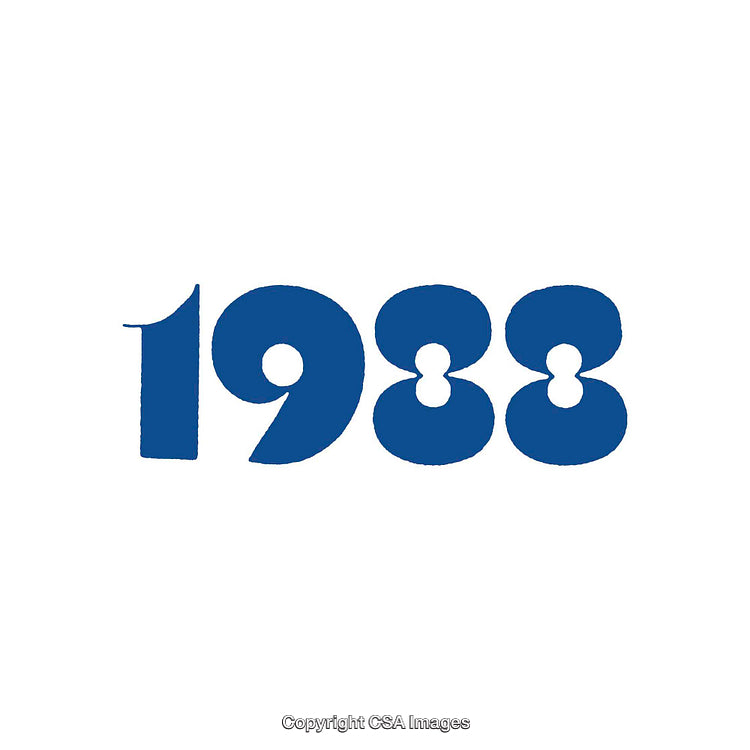 Blue Text Depicting the Year 1988 in a Bold Typeface Design