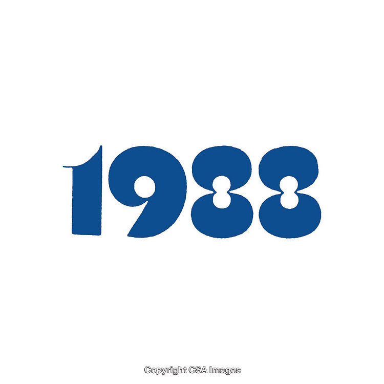 Blue Text Depicting the Year 1988 in a Bold Typeface Design