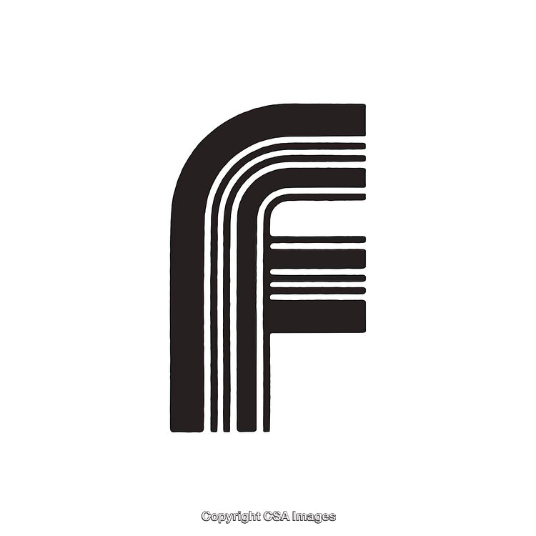 Stylized Monochrome Representation of the Letter F With Bold Artistic Design