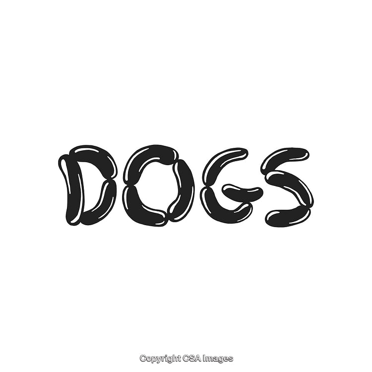Dogs Word Art Featuring Creative Sausage-Inspired Lettering Design