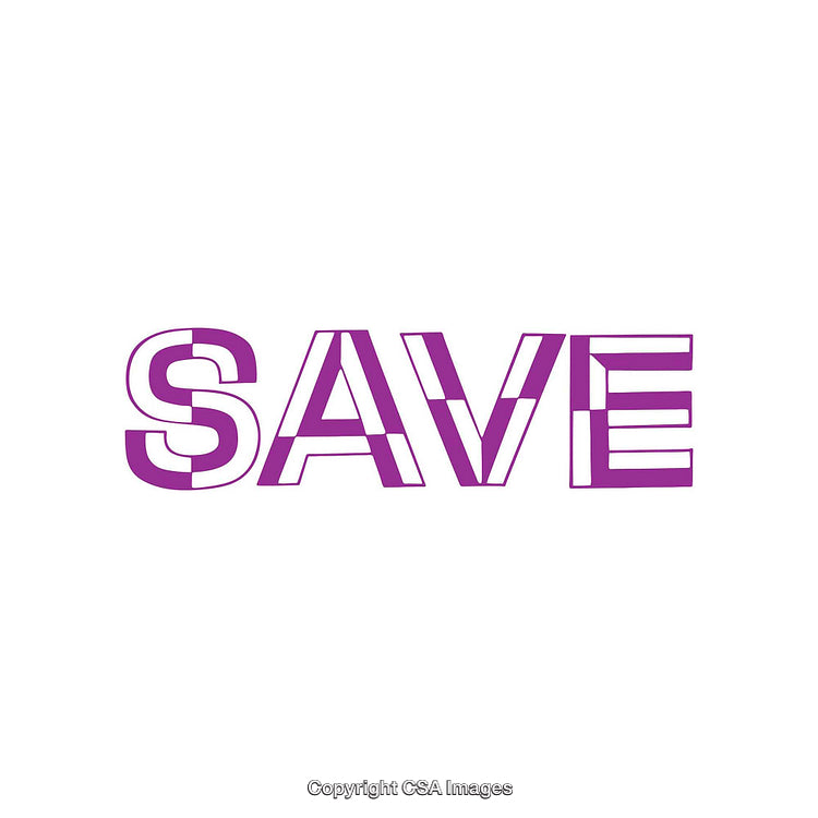 Purple Save Text on White Background with Modern Styling