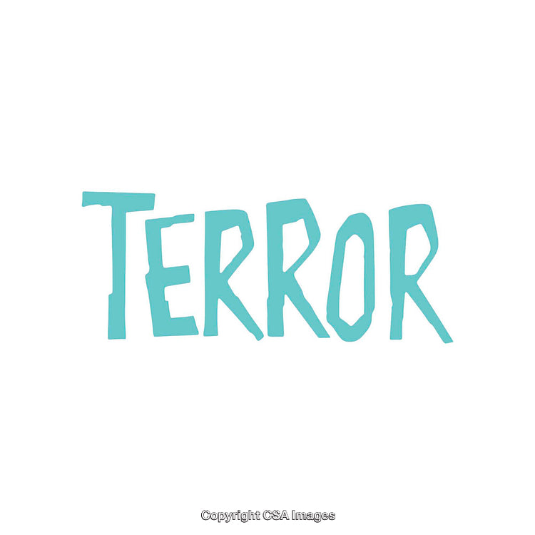 Bold Teal Typography Design Featuring the Word Terror on White Background