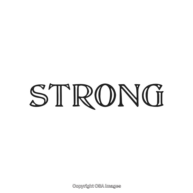 Bold Typography of The Word 'Strong' in Black on White Background