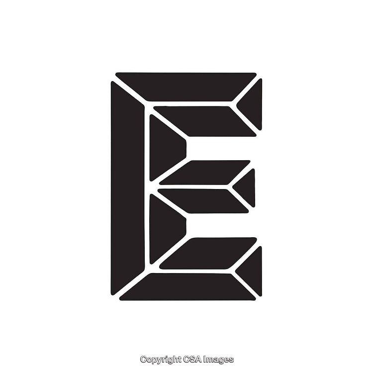 Geometric Black Letter E Design on White Background