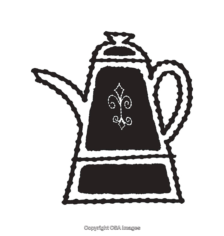 Black and White Illustration of a Stylish Teapot Design