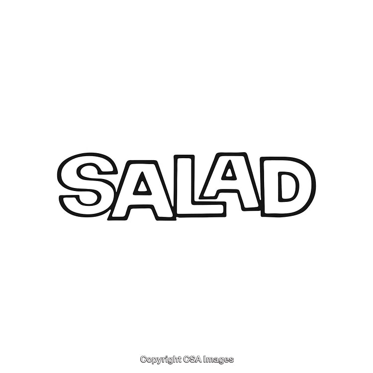Black and White Illustration of the Word Salad in Bold Text