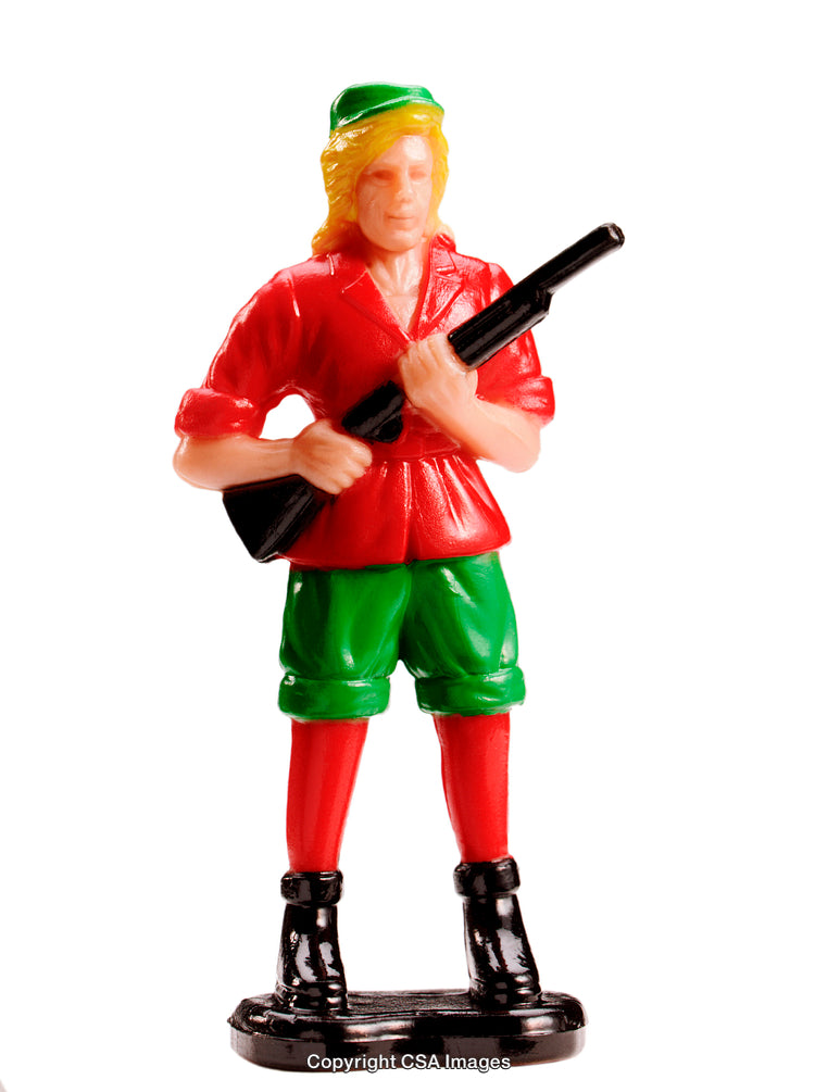 Colorful Plastic Toy Soldier Figure Standing on a Base