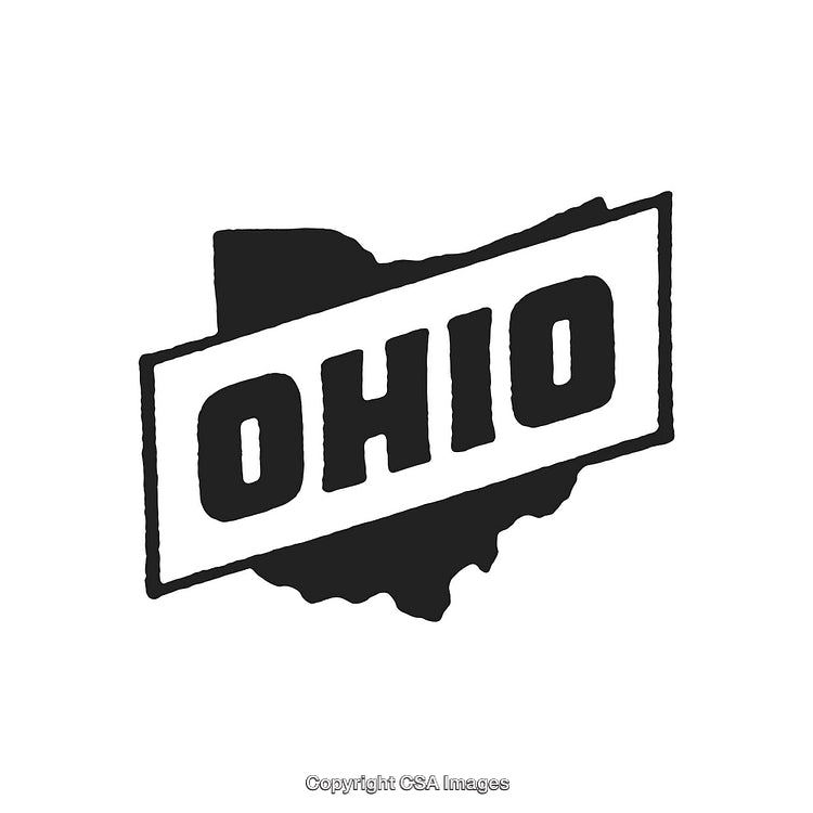 Outline Of Ohio State Silhouette with Bold Typography Graphic