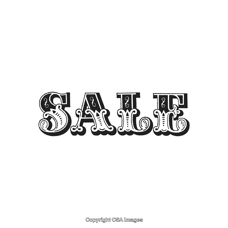 Vintage Ornate Sale Typography on White Background for Promotions and Discounts