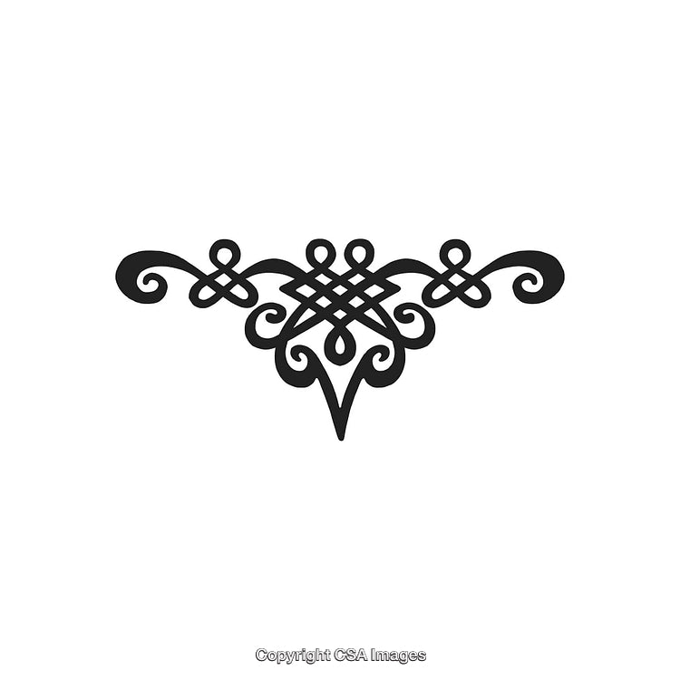 Ornate Black and White Decorative Design Ornament with Symmetrical Flourishes