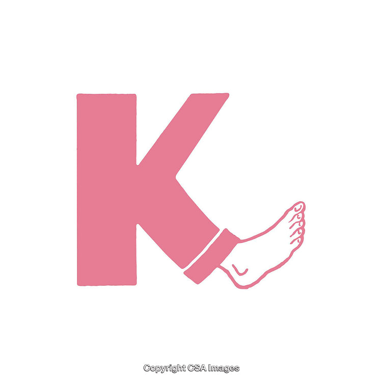 Letter 'K' Design with Creative Foot Illustration in Minimalistic Style