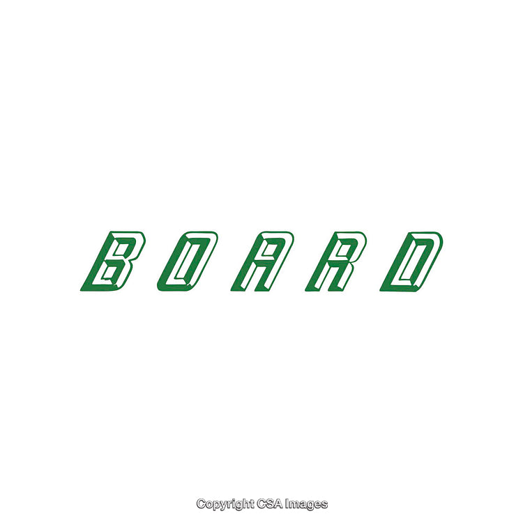 Stylized Green Text Reading 'Board' on a White Background