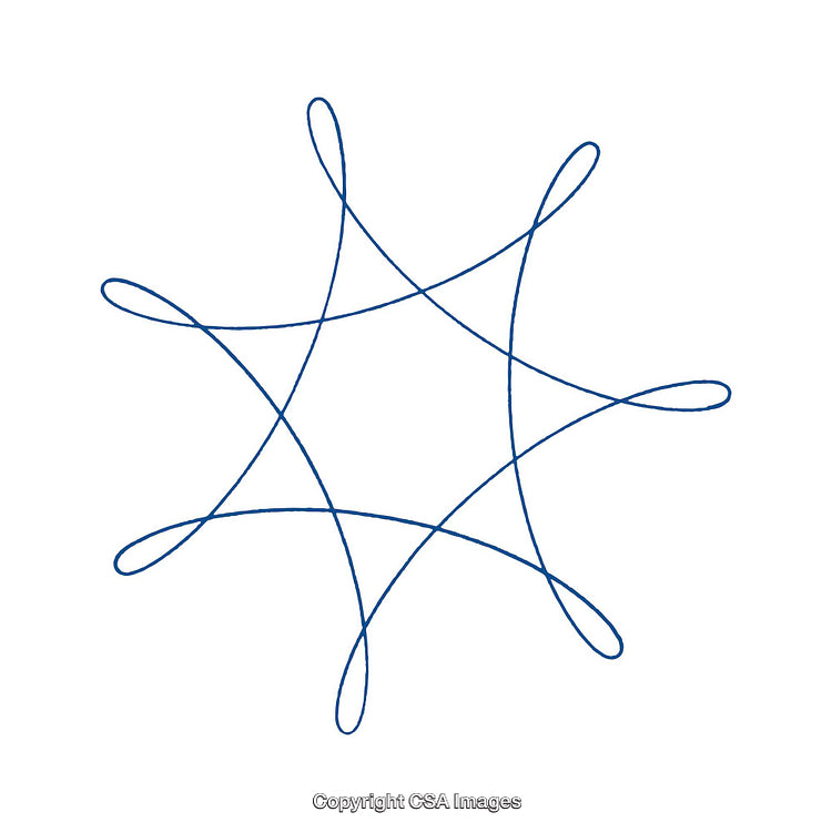Abstract Geometric Blue Star Pattern with Intertwining Loops on White Background