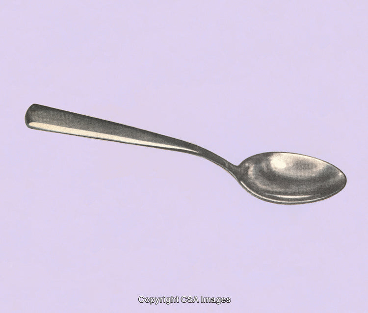 Metallic Spoon On Light Pastel Purple Background Isolated With No Shadows