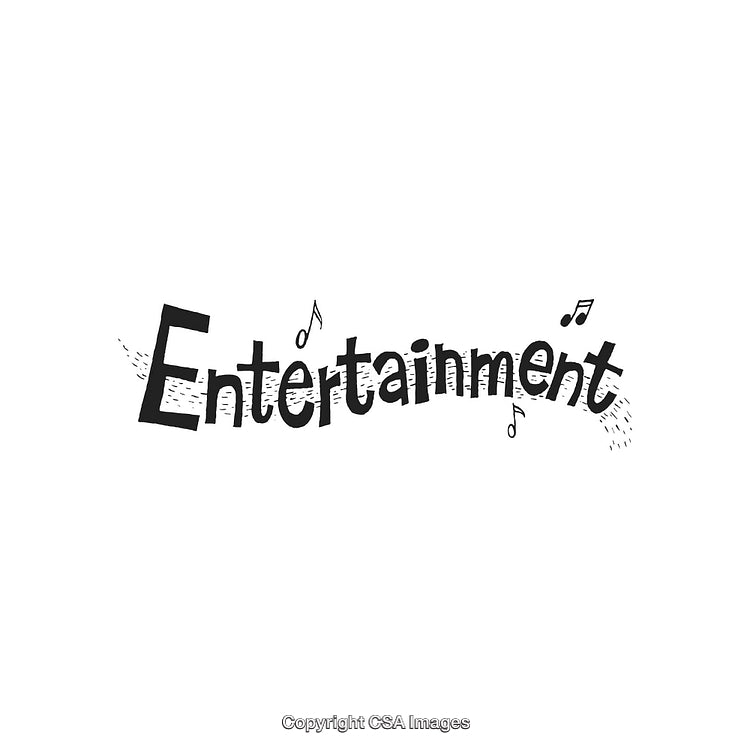 Creative Entertainment Word Art with Musical Notes on White Background