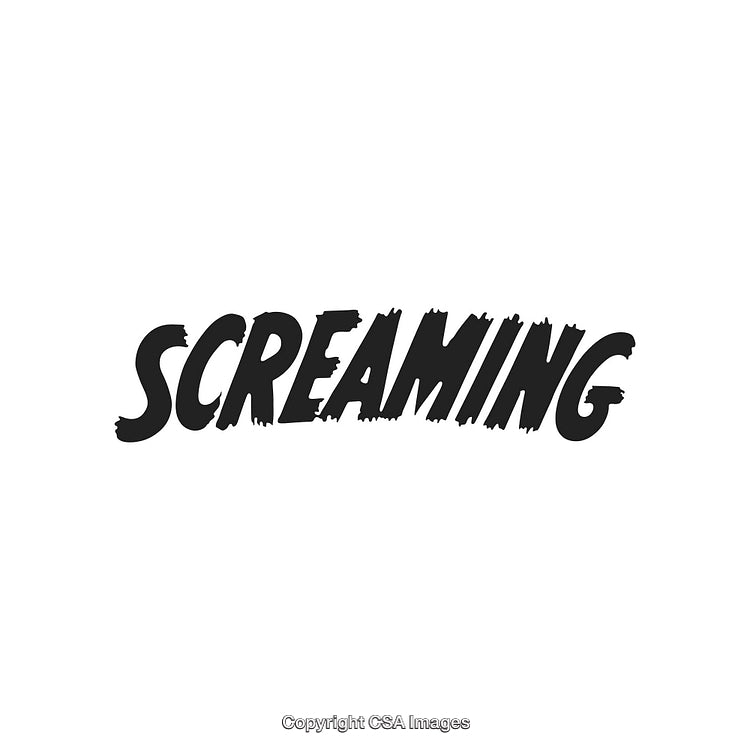Bold Text Depicting the Word Screaming on a Minimalist White Background