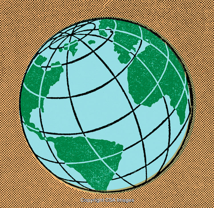 Stylized Globe Illustration Representing Global Connectivity and Urban Themes