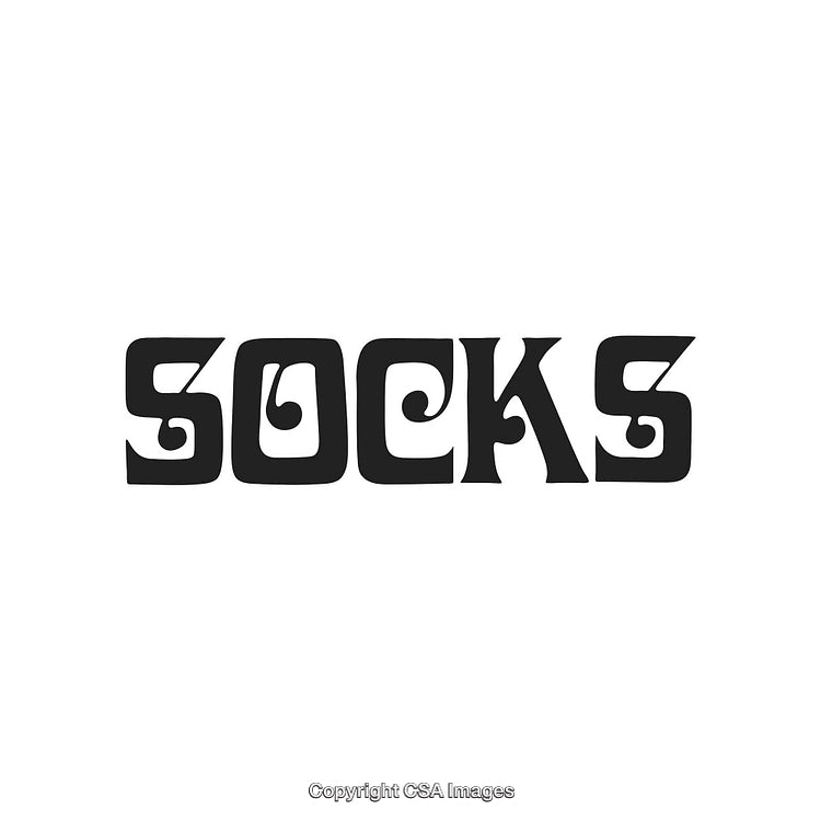 Groovy Styled 'Socks' Text Illustration With Retro Design Elements