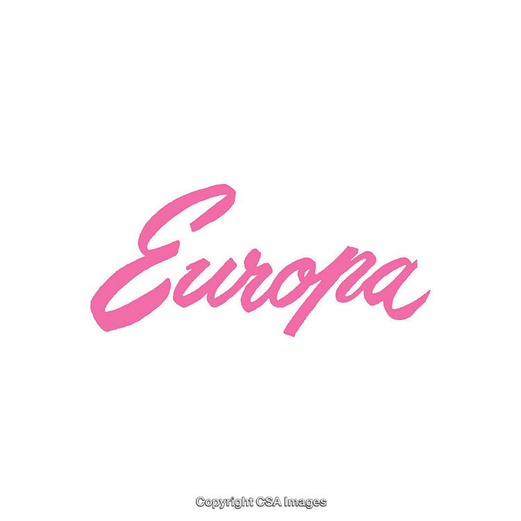 Pink Stylized Script Text Europa on White Background