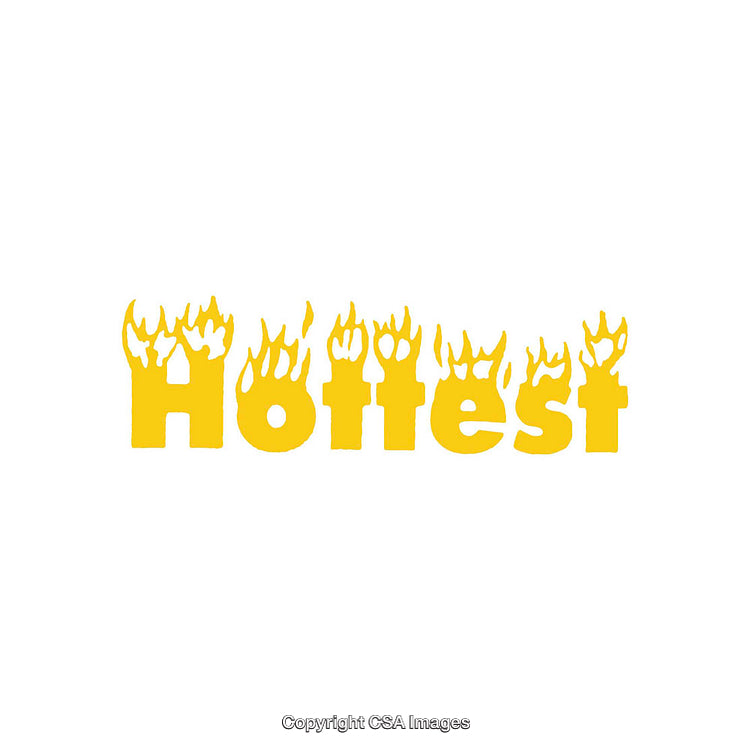 Stylized Yellow Text Design with Flaming Hot Typography
