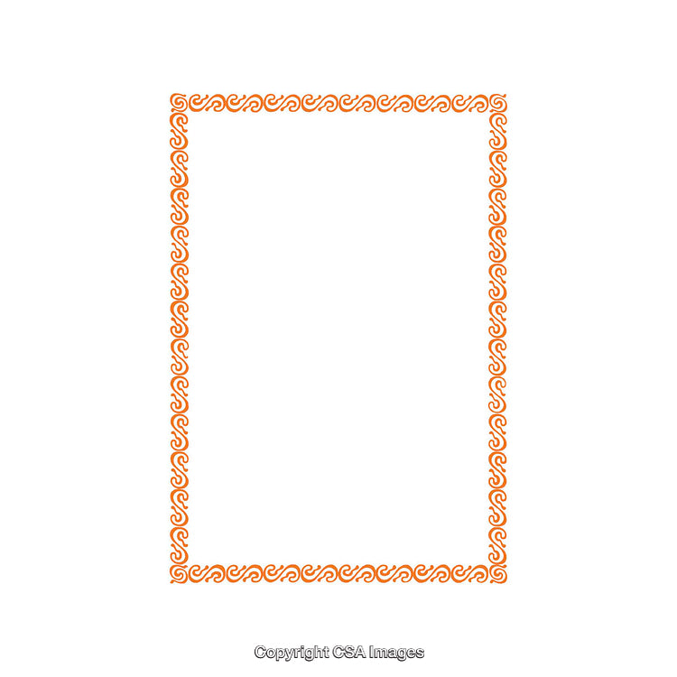 Simple Orange Decorative Frame with Elegant Pattern on White Background