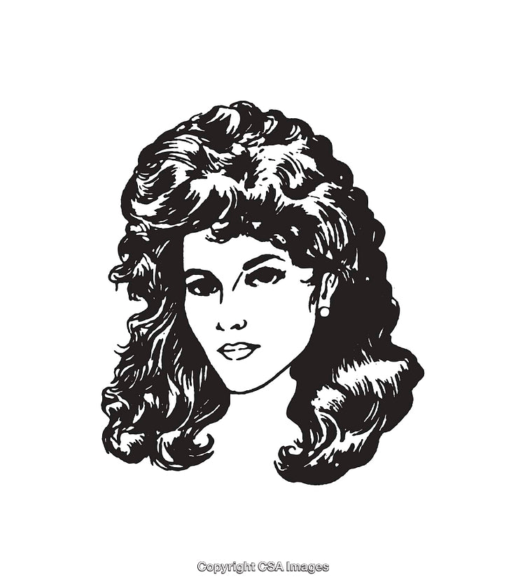 Detailed Black and White Illustration of a Woman With Elegant Hairstyle