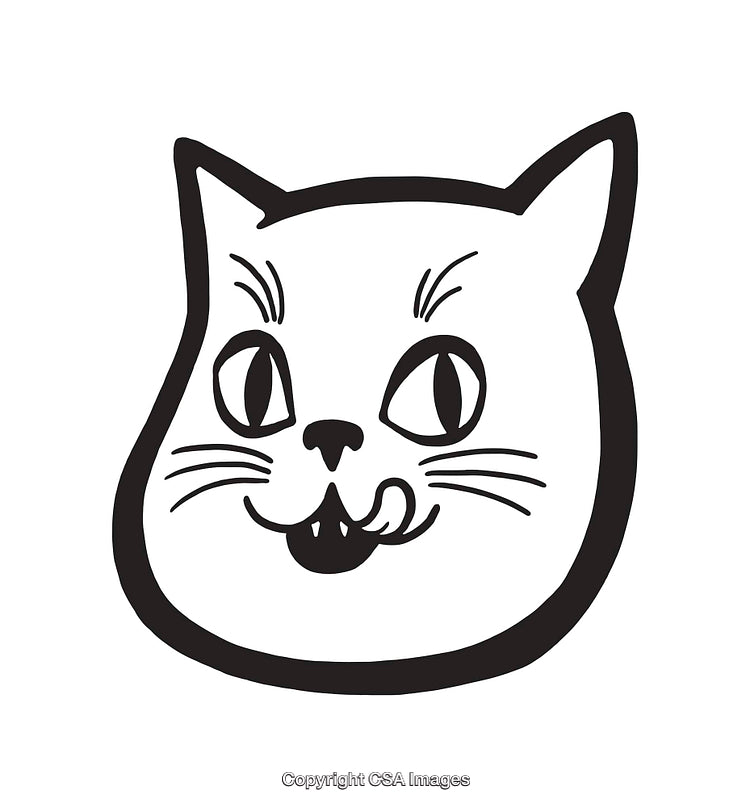 Illustration of a Playful Cat in Stylized Black and White Line Art