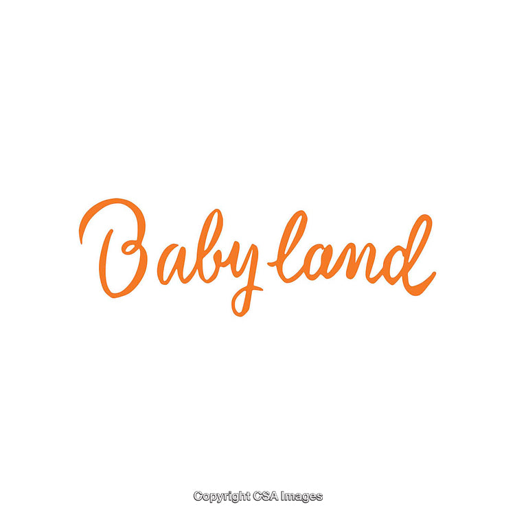 Handwritten Baby Land Text in Vibrant Orange Typography