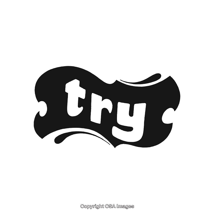 Creative Stylized Word Art Featuring the Phrase 'Try' in Bold Black Design